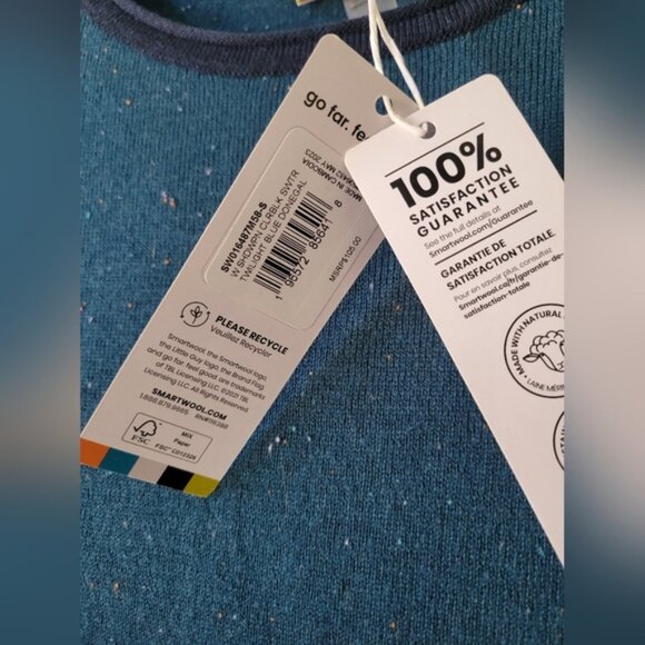 NWT Smartwool Shadow Pine Colorblock Crew Sweater Twilight Blue Donegal Small - Picture 4 of 12